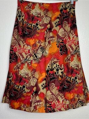 Amanda Smith 100% Silk Floral Satin Bias Midi Skirt Women’s Size 10 Lined